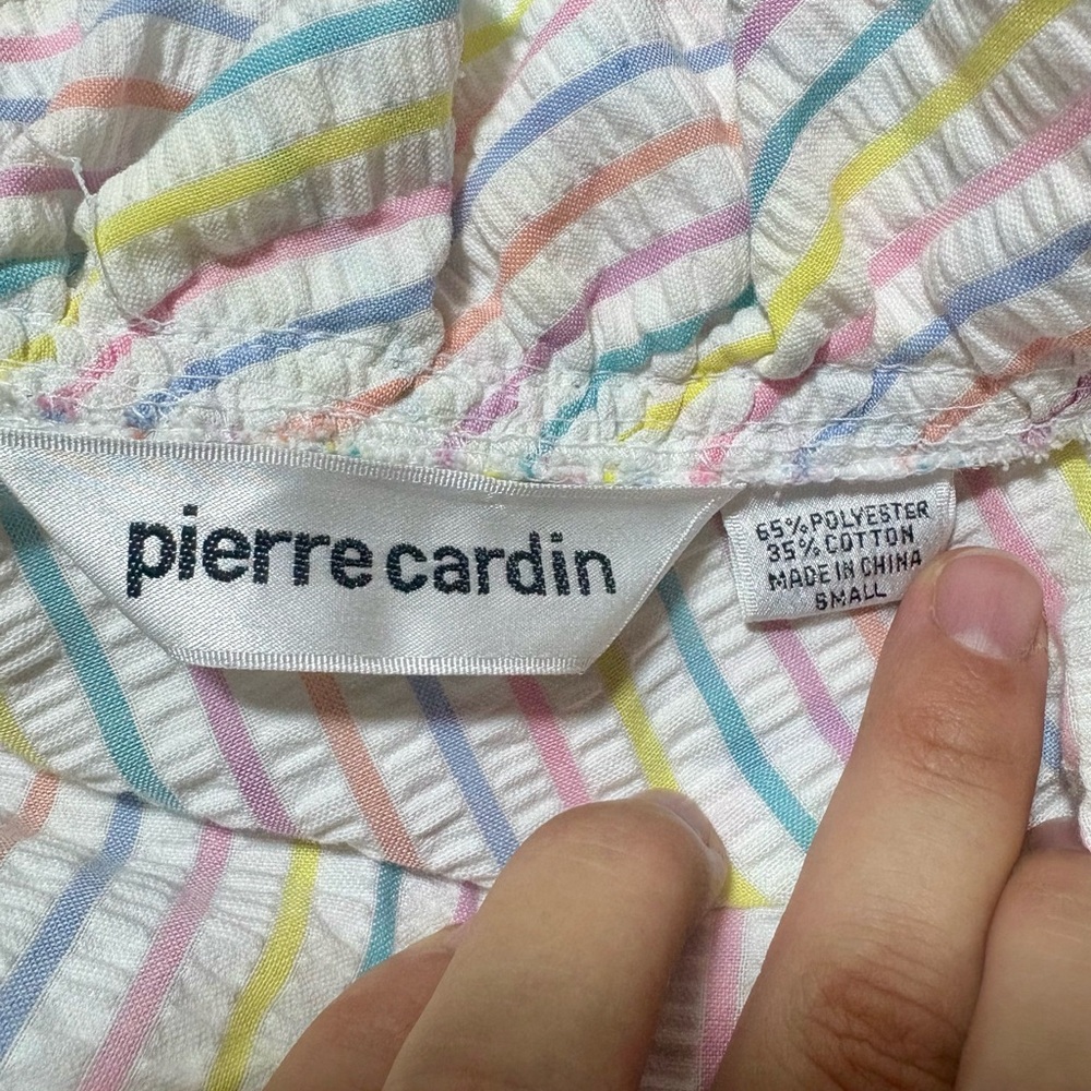 PIERRE CARDIN Vintage Striped Ruffle Robe - Picture 6 of 8